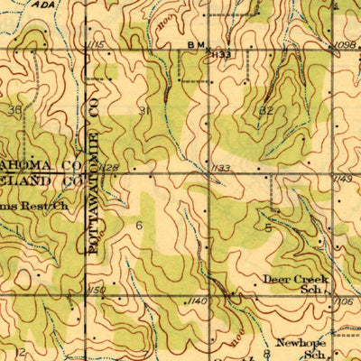 United States Geological Survey Mcloud, OK (1930, 62500-Scale) digital map