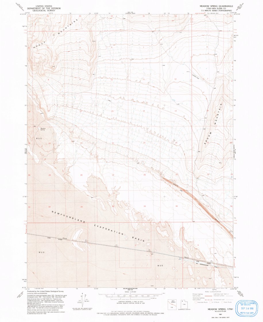 Meadow Spring, UT (1991, 24000-Scale) Map by United States Geological ...