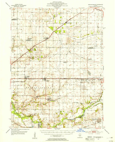 United States Geological Survey Mechanicsburg, IL (1954, 62500-Scale) digital map
