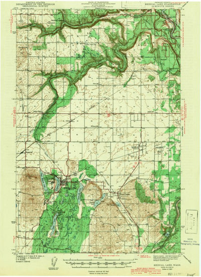 United States Geological Survey Medical Lake, WA (1943, 62500-Scale) digital map