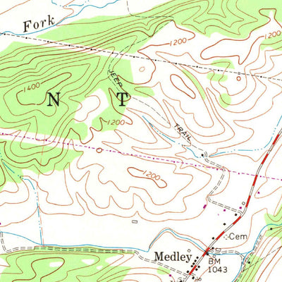United States Geological Survey Medley, WV (1967, 24000-Scale) digital map