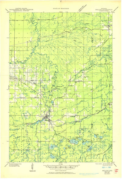 United States Geological Survey Mellen, WI (1945, 48000-Scale) digital map