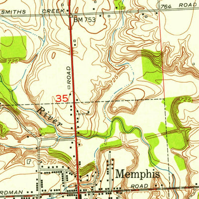 United States Geological Survey Memphis, MI (1952, 24000-Scale) digital map