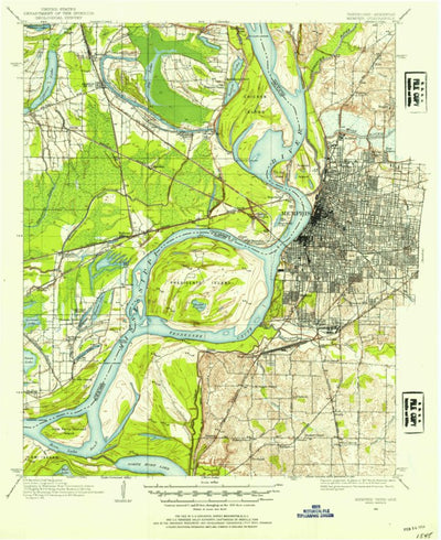 United States Geological Survey Memphis, TN-AR (1916, 62500-Scale) digital map