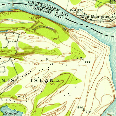 United States Geological Survey Memphis, TN-AR (1916, 62500-Scale) digital map