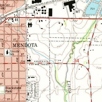 United States Geological Survey Mendota East, IL (1993, 24000-Scale) digital map