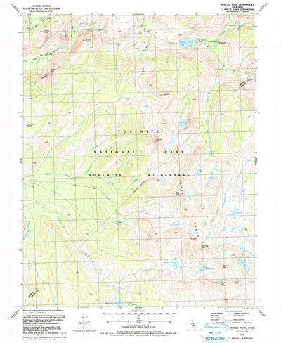 United States Geological Survey Merced Peak, CA (1990, 24000-Scale) digital map