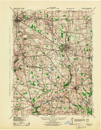 United States Geological Survey Mercer, PA (1943, 62500-Scale) digital map