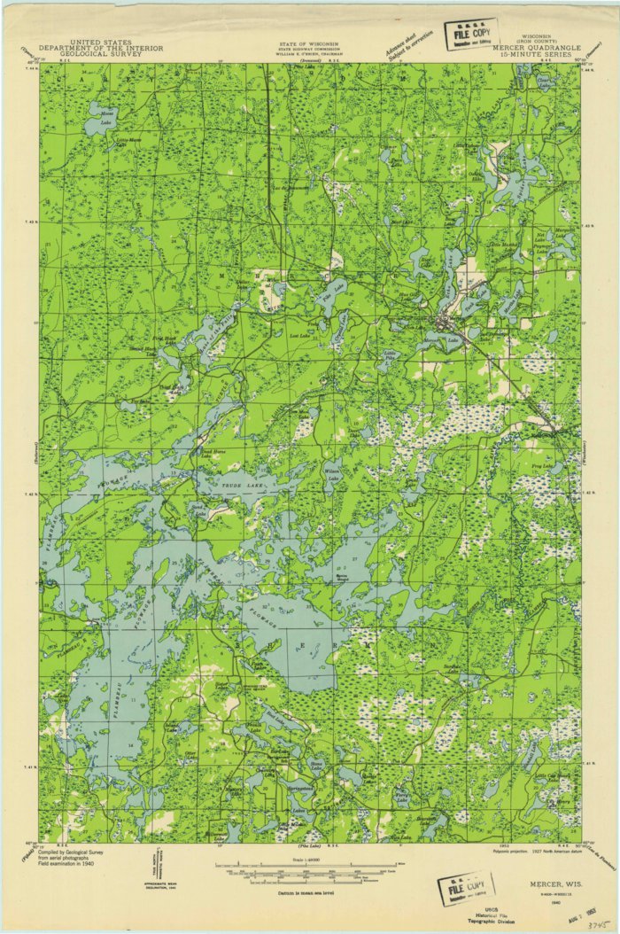 Mercer, WI (1940, 48000-Scale) Map by United States Geological Survey ...