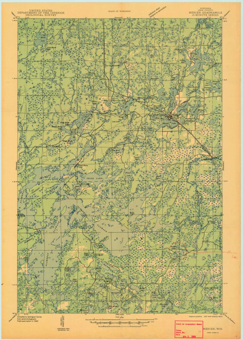 Mercer, WI (1947, 48000-Scale) Map by United States Geological Survey ...