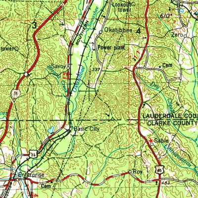 United States Geological Survey Meridian, MS-AL (1953, 250000-Scale) digital map