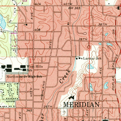 United States Geological Survey Meridian North, MS (1971, 24000-Scale) digital map