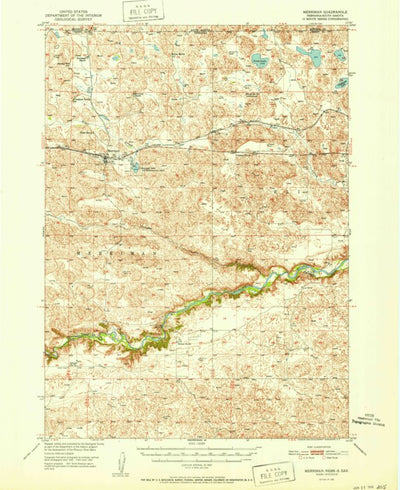 United States Geological Survey Merriman, NE-SD (1951, 62500-Scale) digital map