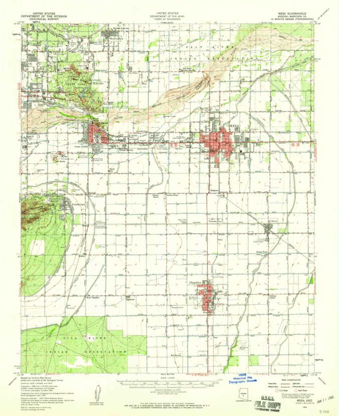 Mesa, AZ (1952, 62500-Scale) Map by United States Geological Survey ...