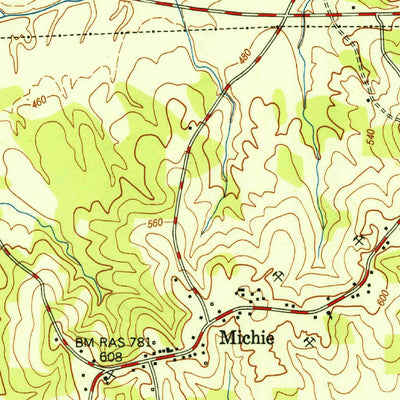 United States Geological Survey Michie, TN (1952, 24000-Scale) digital map