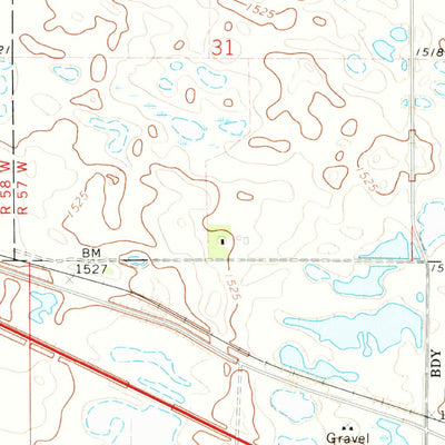 United States Geological Survey Michigan East, ND (1971, 24000-Scale) digital map