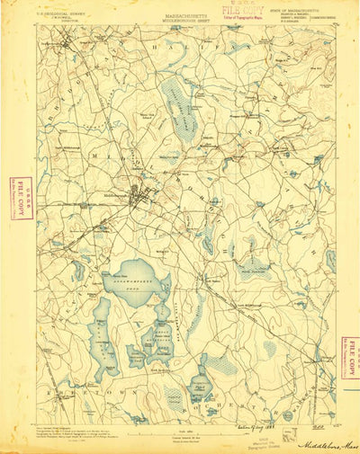 United States Geological Survey Middleboro, MA (1888, 62500-Scale) digital map