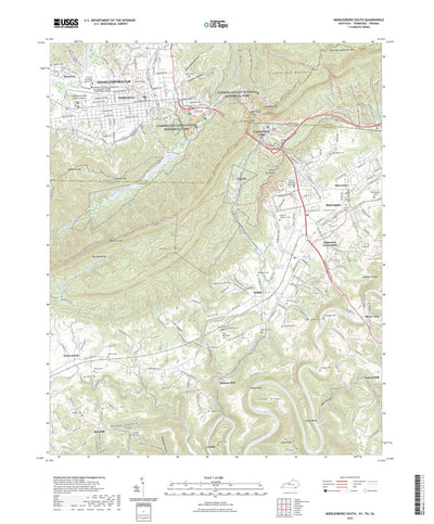 United States Geological Survey Middlesboro South, KY (2022, 24000-Scale) digital map