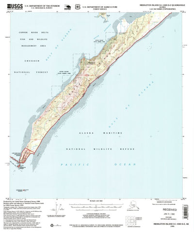 United States Geological Survey Middleton Island D-1 And D-2, AK (1995, 63360-Scale) digital map