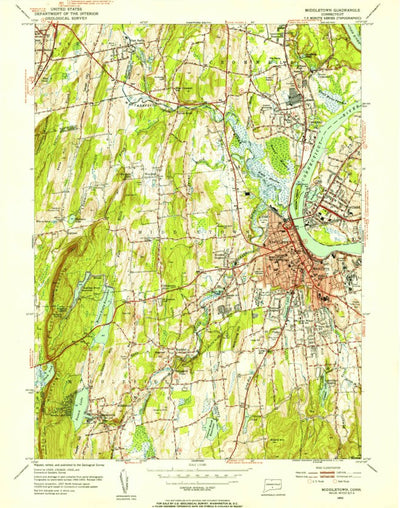 United States Geological Survey Middletown, CT (1952, 31680-Scale) digital map