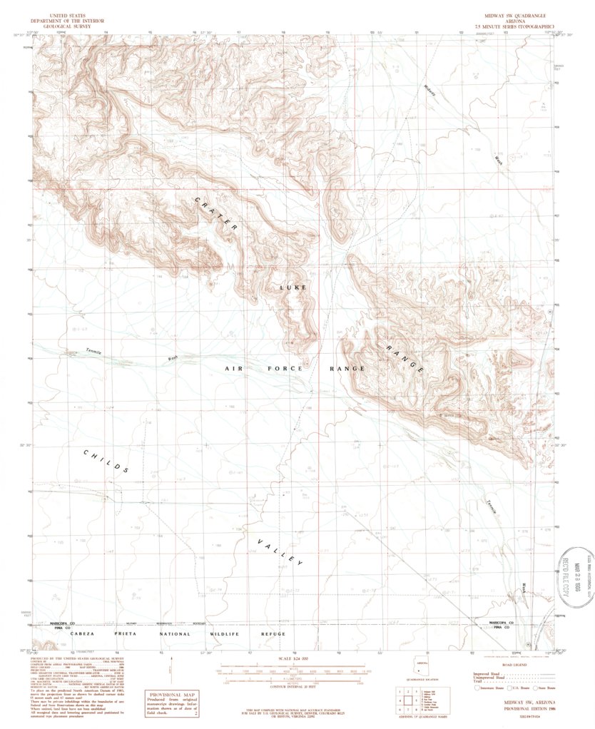 Midway SW, AZ (1986, 24000-Scale) Map by United States Geological ...