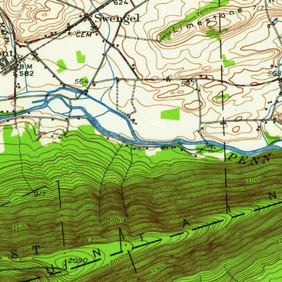 United States Geological Survey Mifflinburg, PA (1953, 62500-Scale) digital map