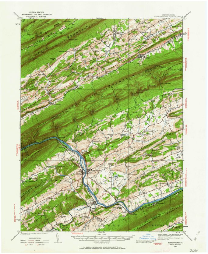 Mifflintown, PA (1934, 62500Scale) Map by United States Geological