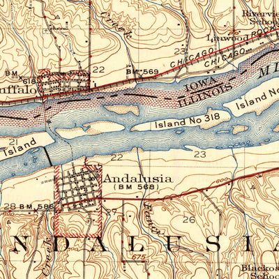 United States Geological Survey Milan, IL-IA (1912, 62500-Scale) digital map