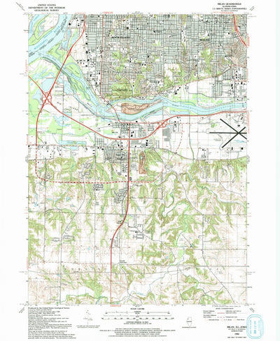 United States Geological Survey Milan, IL-IA (1992, 24000-Scale) digital map