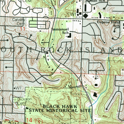 United States Geological Survey Milan, IL-IA (1992, 24000-Scale) digital map