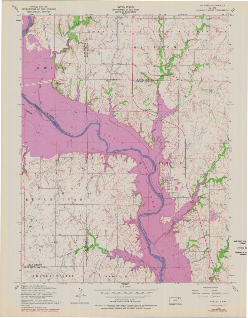 Milford, KS (1955, 24000Scale) Map by United States Geological Survey