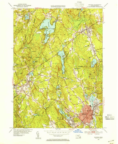 United States Geological Survey Milford, MA (1953, 31680-Scale) digital map