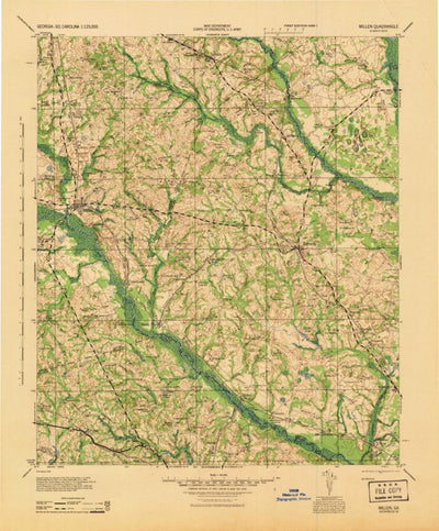 United States Geological Survey Millen, GA-SC (1943, 125000-Scale) digital map
