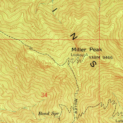 United States Geological Survey Miller Peak, AZ (1958, 24000-Scale) digital map