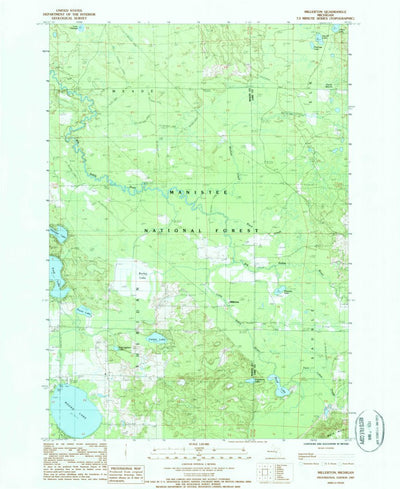 United States Geological Survey Millerton, MI (1987, 24000-Scale) digital map