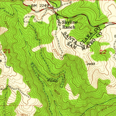 United States Geological Survey Mindego Hill, CA (1955, 24000-Scale) digital map