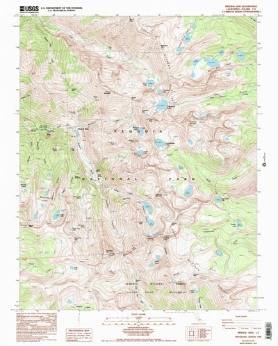 United States Geological Survey Mineral King, CA (1988, 24000-Scale) digital map