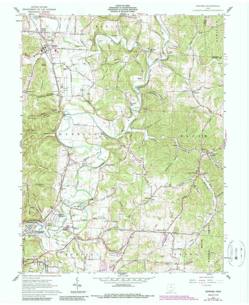 Minford, OH (1961, 24000Scale) Map by United States Geological Survey