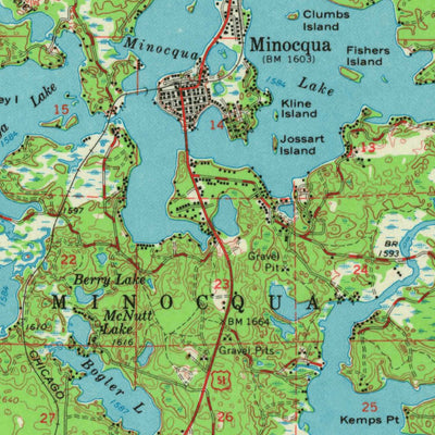 United States Geological Survey Minocqua, WI (1966, 62500-Scale) digital map