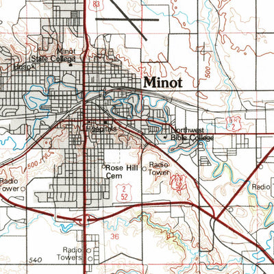 United States Geological Survey Minot, ND (1980, 100000-Scale) digital map