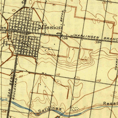 United States Geological Survey Mission, TX (1916, 62500-Scale) digital map