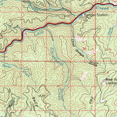 United States Geological Survey Missoula West, MT-ID (1981, 100000-Scale) digital map