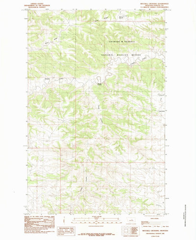 United States Geological Survey Mitchell Crossing, MT (1985, 24000-Scale) digital map