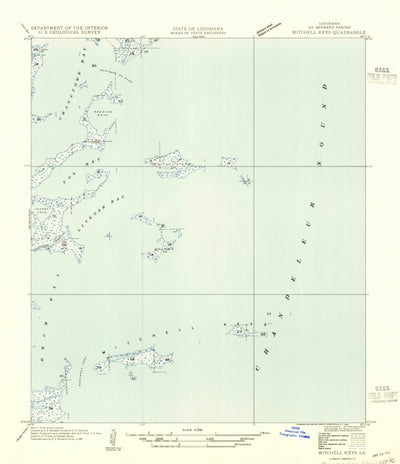 United States Geological Survey Mitchell Island, LA (1954, 31680-Scale) digital map