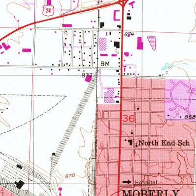 United States Geological Survey Moberly, MO (1953, 24000-Scale) digital map