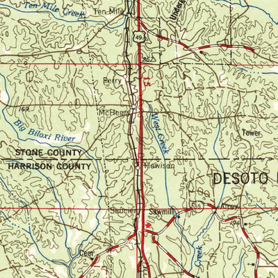 United States Geological Survey Mobile, AL-MS-LA (1957, 250000-Scale) digital map