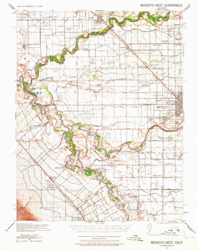United States Geological Survey Modesto West, CA (1941, 62500-Scale) digital map