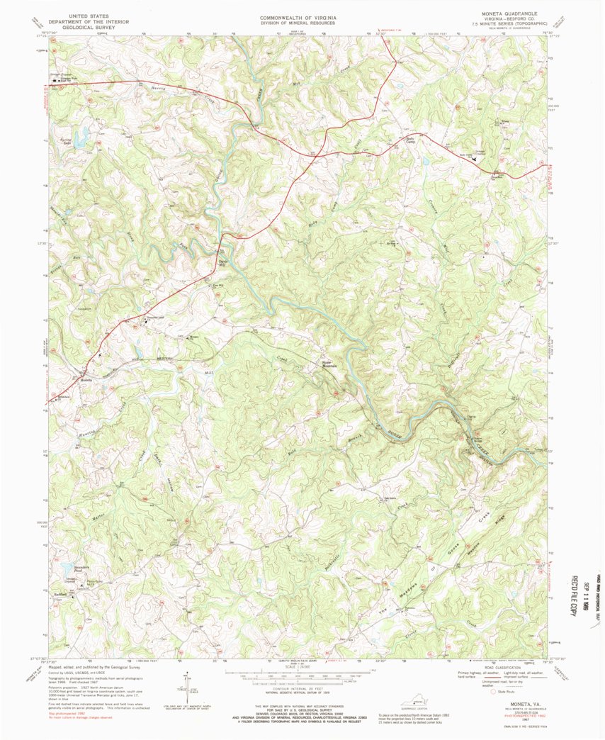 Moneta, VA (1967, 24000-Scale) Map by United States Geological Survey ...