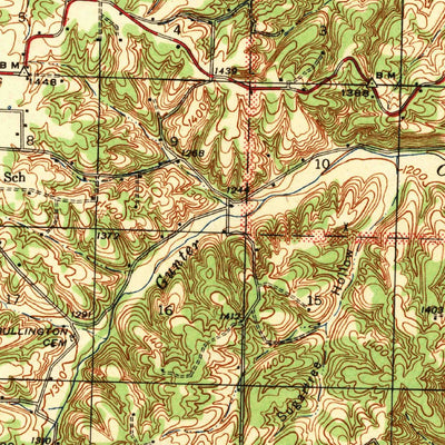 United States Geological Survey Monett, MO (1943, 62500-Scale) digital map