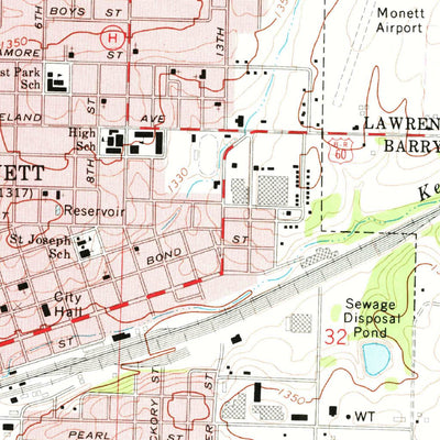 United States Geological Survey Monett, MO (1972, 24000-Scale) digital map